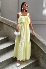 Etek Ucu Brode Nakışlı Boyundan Bağlamalı Elbise 2881 - Görsel 2