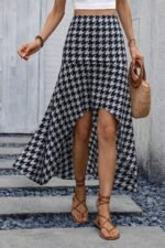 Kadın Yüksek Bel çiçek Desenli önü Asimetrik Detaylı Uzun Süprem Etek - Görsel 3