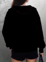 Kadın Uzun Kollu Kapşonlu Fermuarlı önden Cep Detaylı şardonlu Iki Iplik Ceket - Görsel 7