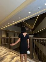 Kadın Dalgıç Krep V Yaka Ve Sırt Dekolte Detaylı Elbise - Görsel 3