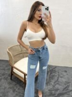 6373 DENİM SLIM PALAZZO FIT-MAVİ - Görsel 4