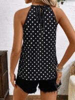 Kadın Kolsuz Boyundan Hakla Detaylı Leopar Süprem Bluz - Görsel 3