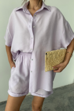 GÖMLEK - ŞORT TAKIM - Lila - Görsel 2