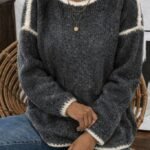 Kadın Uzun Kollu Kayık Yaka Triko Bluz