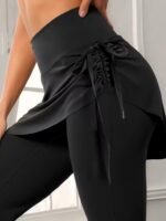 Kadın Yüksek Belli Yandan Büzgülü Paçaya Doğru Geniş Dalgıç Tayt - Görsel 2