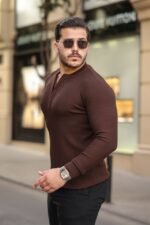 Erkek Fermuarlı Bisiklet Yaka Dokulu Uzun Kollu Triko - Görsel 2