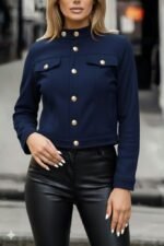 Kadın Uzun Kollu Yakadan Ve önden Düğmeli Süet Kısa Ceket - Görsel 3