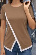 Kadın Kısa Kollu Bisiklet Yaka Viskon Bluz - Görsel 2