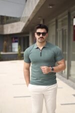 Erkek Polo Yaka Fermuar Detaylı Tişört - Görsel 5