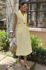 Göbeği Halka Detaylı Midi Boy Elbise 2896 - Görsel 6