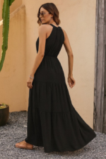 Kadın Kolsuz Halter Yaka Beli Lastiklidesenli Mikro Elbise - Görsel 5