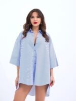 4328 GÖMLEK-MAVİ BEYAZ ÇİZGİLİ