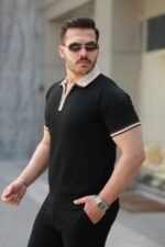 Erkek Renkli Yaka Kısa Kollu Tişört - Görsel 2