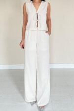 Bej Önü Fiyonklu Keten Takım - Görsel 3