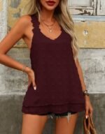 Kadın Dantel Askılı V Yakalı Sırtı çapraz Detaylı Ponpon Bluz - Görsel 3