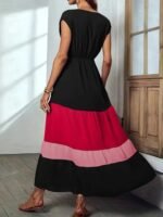 Kadın Kısa Kollu Kruvaze Yakalı çok Renkli Aerobin Elbise - Görsel 2