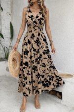 Kadın Beli Gipeli Etnik Desen Sıfır Kol Süprem Elbise - Görsel 2