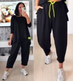 Kadın Iki Iplik Viskon Pamuk Kumaş Arma Detaylı Ikili Takım - Görsel 6