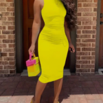 Kadın Bodycon Midi Boy Dalgıç Elbise