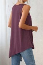 Kadın Askılı Yuvarlak Yakalı Asimetrik Kesim Detaylı Viskon Bluz - Görsel 4