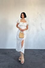 Lila Çiçekli Yazlık Elbise