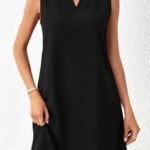 Kadın Askılı V Yakalı Mini Ithal Krep Elbise