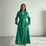 KAPİTONE DERİ TRENCH - Yeşil