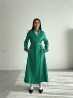 KAPİTONE DERİ TRENCH - Yeşil