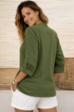 Kadın Truvakar Kol Hakim Yakalı Yandan Düğme Detaylı Aerobin Bluz - Görsel 2