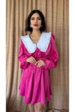 Fuşya Bebe Yakalı Elbise - Görsel 4