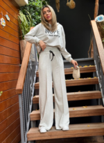 Kadın Uzun Kollu Nope Baskılı Beli Ribanalı Ikili Takım - Görsel 10