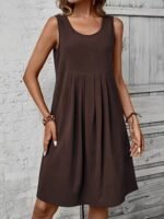 Kadın Askılı Yuvarlak Yakalı önden Pileli Kısa Aerobin Elbise - Görsel 2