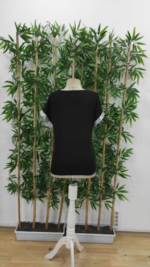 Kadın Kısa Kollu önden Fermuarlı Kol Ucu ışıltılı Viskon Bluz - Görsel 8