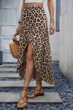 Kadın Yüksek Bel çiçek Desenli önü Asimetrik Detaylı Uzun Süprem Etek