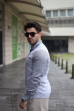 Erkek Pamuklu Keten Kumaş Gömlek - Görsel 4