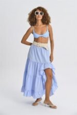 Audrey Fıfrlı Yırtmaç Detay Etek 4037 - Görsel 3