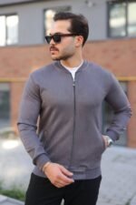 Erkek Scuba Süet Kumaş Bomber Hırka - Görsel 6