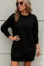 Kadın Uzun Kollu Bisiklet Yaka Iki Iplik Elbise