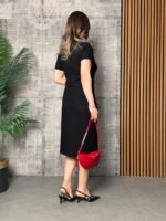 Kadın Yaka Ribanalı Çift Yırtmaçlı Elbise - Görsel 3