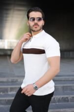 Erkek Örgü Desenli Renkli Kısa Kollu Triko Tişört - Görsel 2