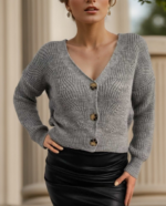 Kadın Uzun Kollu Düğme Detay Triko Hırka - Görsel 6