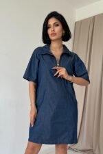 Mavi Tencel Kuplu Elbise - Görsel 2