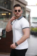 Erkek Yakalı Kagi Kumaş Kısa Kollu T-shirt - Görsel 2