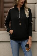 Kadın Uzun Kollu Balıkçı Yaka önden Fermuarlı Polar Bluz - Görsel 3