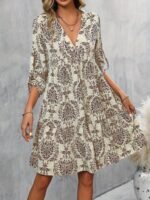 Kadın Uzun Kollu V Yakalı Fırfırlı Mini Süprem Elbise - Görsel 3