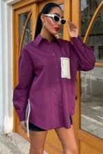 Süzine Cepli Arkası Yırtmaçlı Oversize Gömlek 3420 - Görsel 5