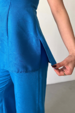 JAKAR KETEN KOLSUZ BLUZ-PANTOLON TK - Mavi - Görsel 2