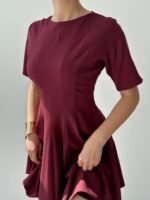 Crem Pliseli Elbise - Görsel 5