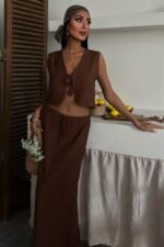 Yelek Önden Bağlamalı Uzun Etekli Takım 10192 - Görsel 7