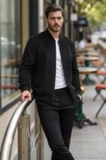 Erkek önden Fermuarlı Içi Astarlı Süet Ceket - Görsel 4